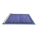 Sideview of Machine Washable Persian Blue Traditional Rug, wshtr256blu