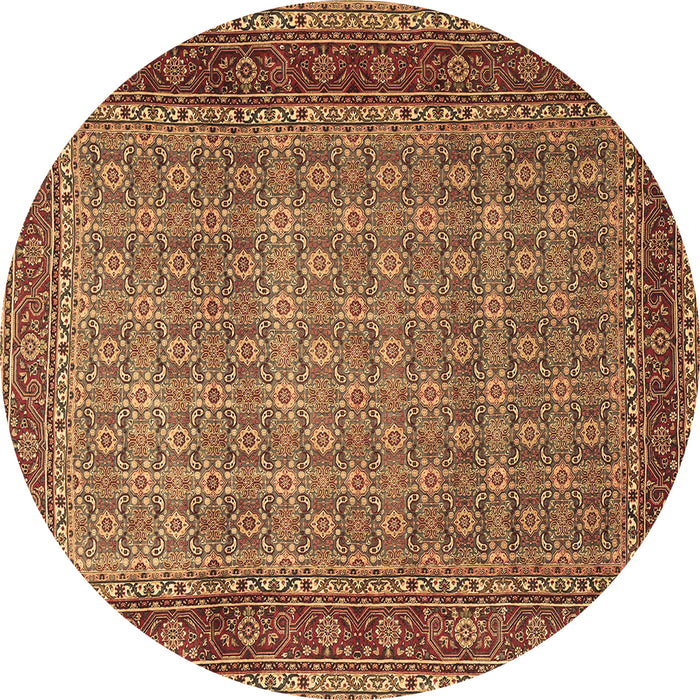 Round Machine Washable Persian Brown Traditional Rug, wshtr256brn