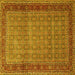 Square Machine Washable Persian Yellow Traditional Rug, wshtr256yw