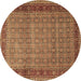 Round Persian Brown Traditional Rug, tr256brn