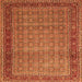 Round Machine Washable Persian Orange Traditional Area Rugs, wshtr256org