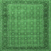 Square Machine Washable Persian Emerald Green Traditional Area Rugs, wshtr256emgrn