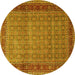 Round Persian Yellow Traditional Rug, tr256yw