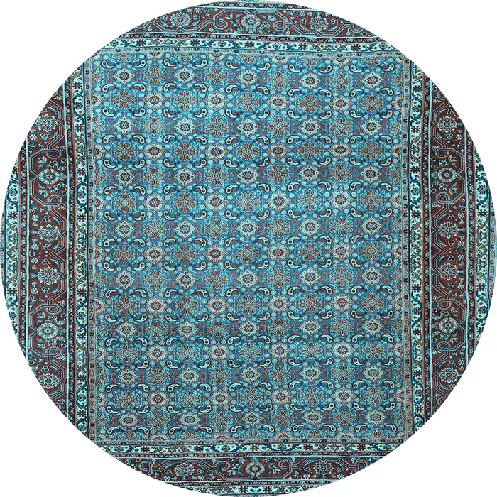 Round Machine Washable Persian Light Blue Traditional Rug, wshtr256lblu