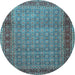 Round Machine Washable Persian Light Blue Traditional Rug, wshtr256lblu