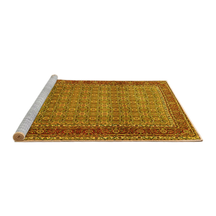 Sideview of Machine Washable Persian Yellow Traditional Rug, wshtr256yw