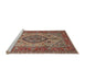 Sideview of Machine Washable Traditional Brown Red Rug, wshtr257