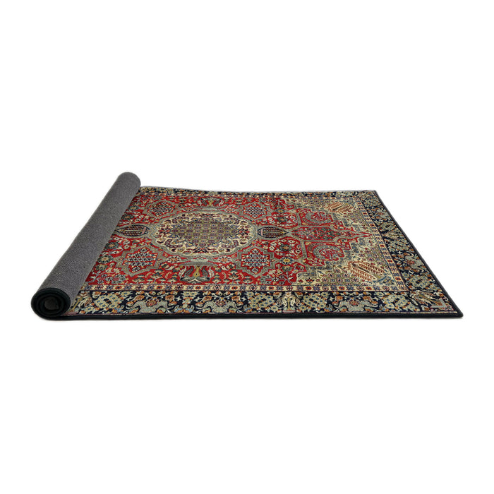 Sideview of Traditional Dark Khaki Green Medallion Rug, tr2570