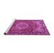 Sideview of Machine Washable Medallion Pink Traditional Rug, wshtr2570pnk