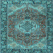 Square Medallion Light Blue Traditional Rug, tr2570lblu