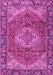 Machine Washable Medallion Pink Traditional Rug, wshtr2570pnk