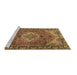 Sideview of Machine Washable Medallion Brown Traditional Rug, wshtr2570brn