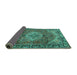 Sideview of Medallion Turquoise Traditional Rug, tr2570turq