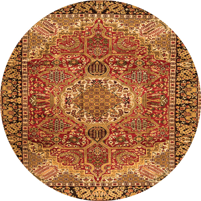 Square Medallion Orange Traditional Rug, tr2570org