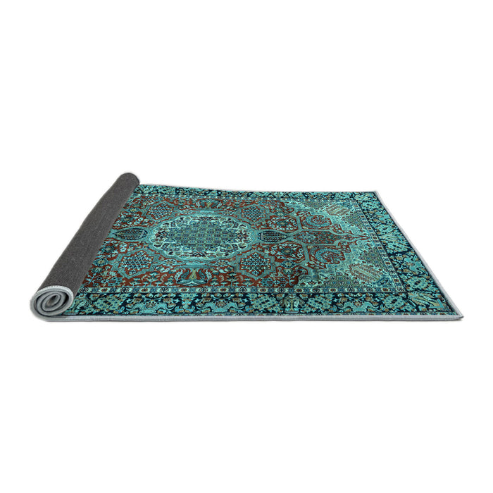 Sideview of Medallion Light Blue Traditional Rug, tr2570lblu