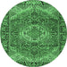 Round Medallion Emerald Green Traditional Rug, tr2570emgrn