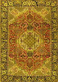 Medallion Yellow Traditional Rug, tr2570yw