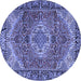 Round Medallion Blue Traditional Rug, tr2570blu