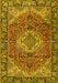 Machine Washable Medallion Yellow Traditional Rug, wshtr2570yw