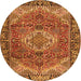 Machine Washable Medallion Orange Traditional Area Rugs, wshtr2570org