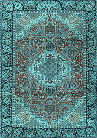 Medallion Light Blue Traditional Rug, tr2570lblu