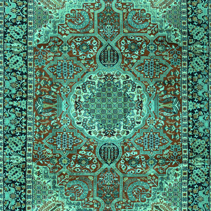 Machine Washable Medallion Turquoise Traditional Area Rugs, wshtr2570turq