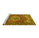 Sideview of Machine Washable Medallion Yellow Traditional Rug, wshtr2570yw