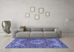 Machine Washable Medallion Blue Traditional Rug in a Living Room, wshtr2570blu