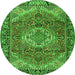 Square Medallion Green Traditional Rug, tr2570grn