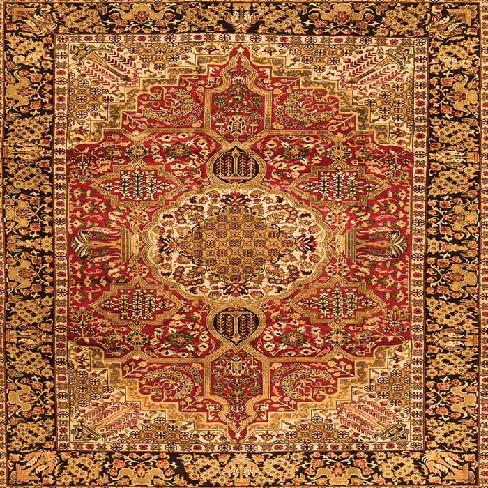 Serging Thickness of Medallion Orange Traditional Rug, tr2570org