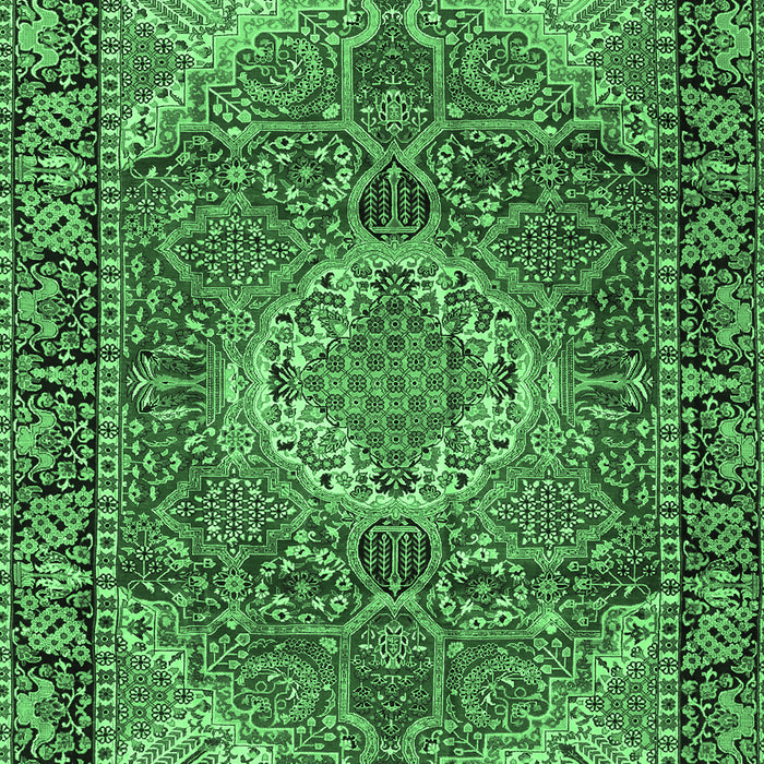 Medallion Emerald Green Traditional Rug, tr2570emgrn
