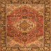 Round Machine Washable Medallion Orange Traditional Area Rugs, wshtr2570org