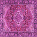 Square Machine Washable Medallion Pink Traditional Rug, wshtr2570pnk