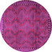 Round Machine Washable Persian Purple Traditional Area Rugs, wshtr2571pur