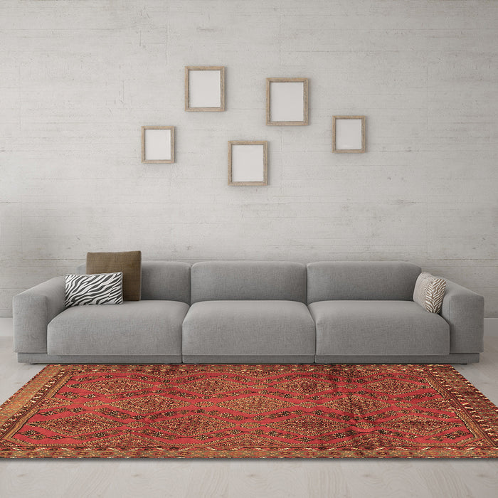 Machine Washable Persian Brown Traditional Rug in a Living Room,, wshtr2571brn