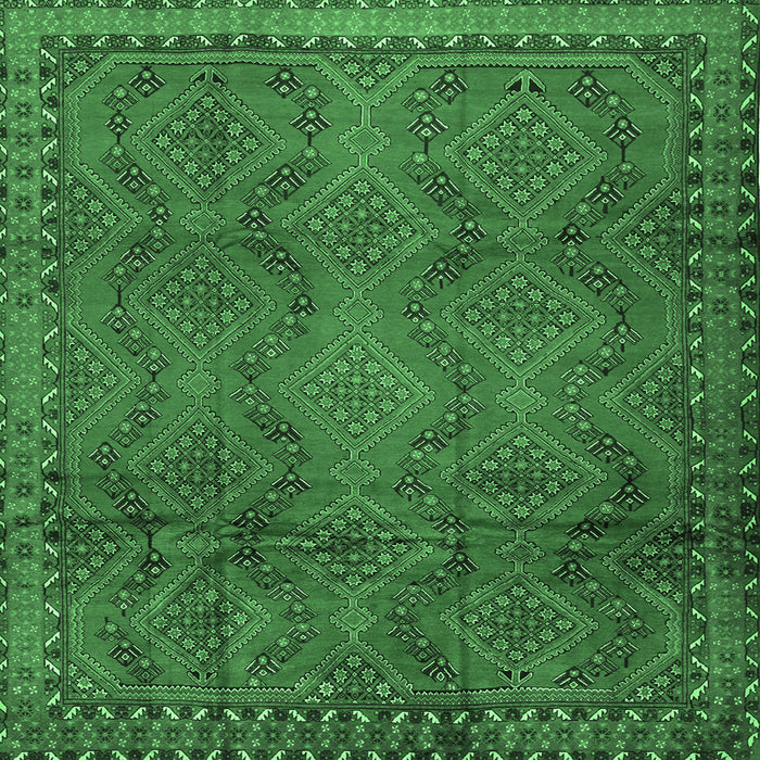 Square Persian Emerald Green Traditional Rug, tr2571emgrn