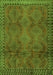 Serging Thickness of Machine Washable Persian Green Traditional Area Rugs, wshtr2571grn