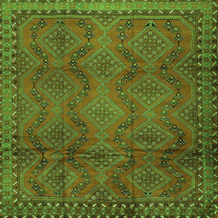 Round Machine Washable Persian Green Traditional Area Rugs, wshtr2571grn