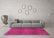 Machine Washable Persian Pink Traditional Rug in a Living Room, wshtr2571pnk