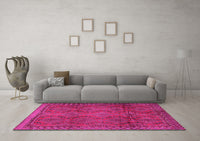 Machine Washable Persian Pink Traditional Rug, wshtr2571pnk