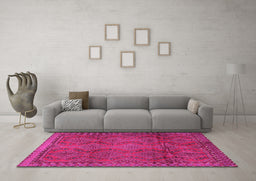 Machine Washable Persian Pink Traditional Rug in a Living Room, wshtr2571pnk