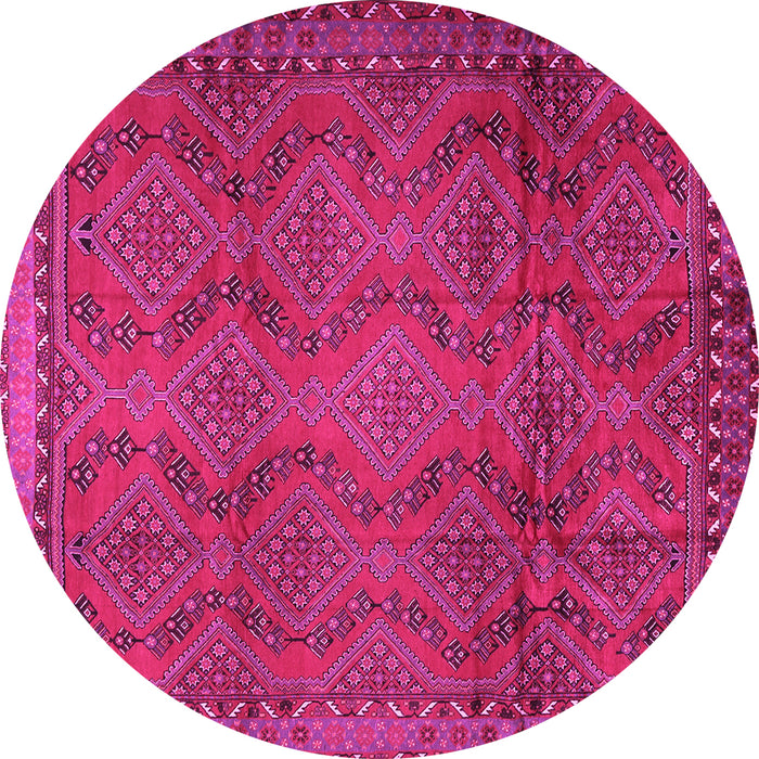 Round Machine Washable Persian Pink Traditional Rug, wshtr2571pnk