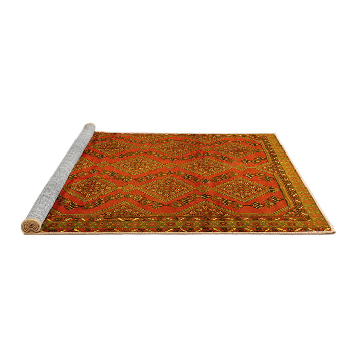Sideview of Machine Washable Persian Yellow Traditional Rug, wshtr2571yw