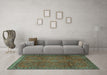 Machine Washable Persian Turquoise Traditional Area Rugs in a Living Room,, wshtr2571turq