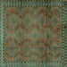 Square Machine Washable Persian Turquoise Traditional Area Rugs, wshtr2571turq