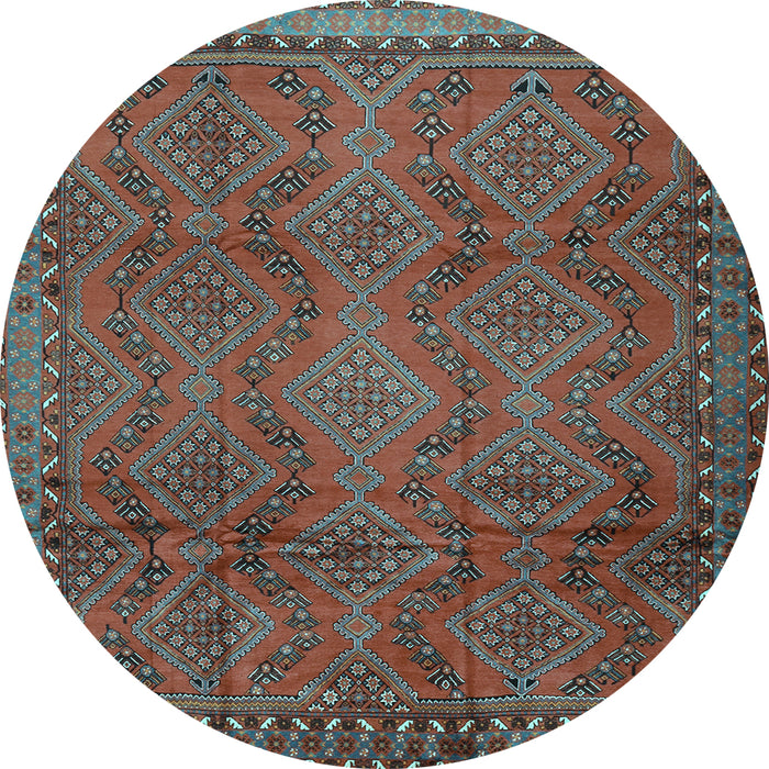 Round Persian Light Blue Traditional Rug, tr2571lblu
