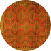 Round Persian Yellow Traditional Rug, tr2571yw