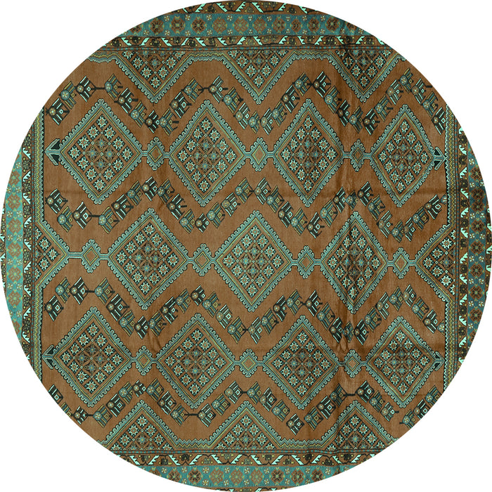 Round Persian Turquoise Traditional Rug, tr2571turq