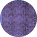Round Persian Blue Traditional Rug, tr2571blu