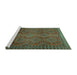 Sideview of Machine Washable Persian Turquoise Traditional Area Rugs, wshtr2571turq